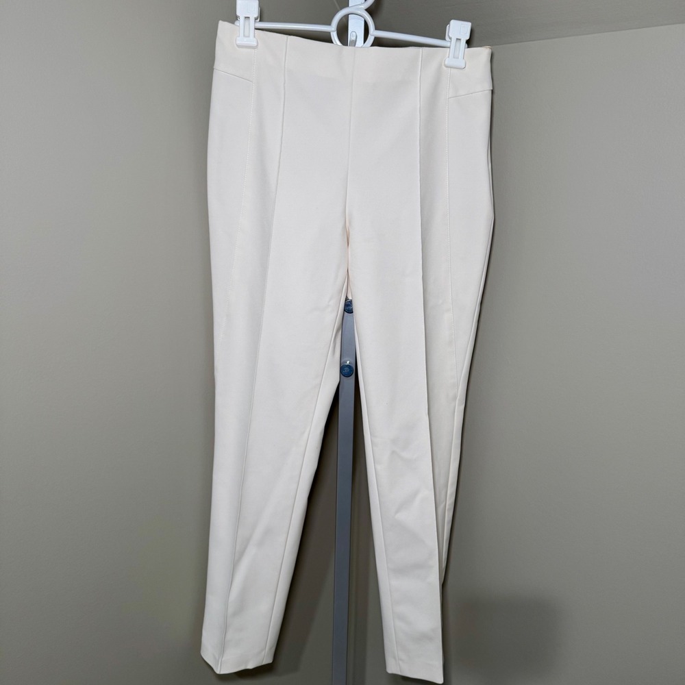 Escada Tuska High-Waist‎ Cropped Trousers Cream Tapered High Rise Seam Detail - Picture 2 of 5